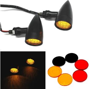 Black Motorcycle LED Turn Signals Red Light Brake Running Tail Lights Bullet