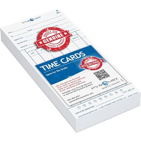 Pyramid Time Systems - Genuine and Authentic Time Cards (3800-10) for Pyramid Model 3800 Calculating Time Clock, Double Sided time Card (3.37 X 7.37 Inches), 100 Time Cards - White