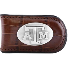NCAA Texas A&M Aggies Zep-Pro Crocodile Leather Magnet Concho Money Clip