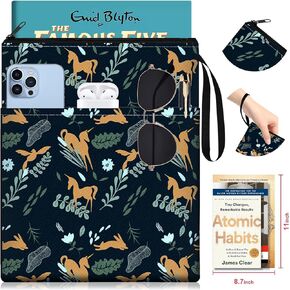 Slohif Book Sleeve Pouch Book Cover Protector with Zipper Floral Flowers Book Beau Booksleeve Pouches for Paperback HardBook Cover Reading Accessories Gift for Students Women Readers