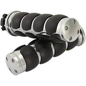 Motorcycle Hand Grips, INNOGLOW 1" 26mm Chrome Black Handlebar Grip Fits for Custom Harley Davidson Sportster Softail Tour Glide Road King Electra Glide Dyna w/ 1" inch Throttle Grips Bar Ends
