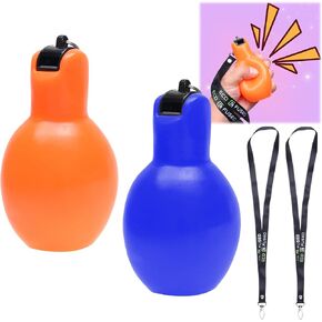 Eco-Fused 2X Hand Squeeze Whistles - Includes 2X Lanyards - Indoor, Outdoor, Home, School - Sports, Trekking, Survival Kit- Referees, Coaches, Teachers