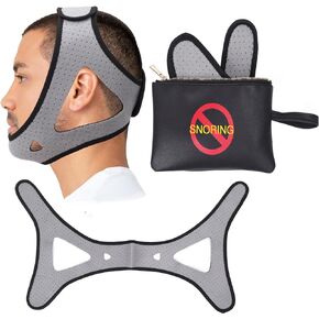 حزام الذقن المضاد للشخير مع حقيبة من بريمو لاينز، قابل للتعديل وجيد التهوية ومضاد للشخير لحل النوم لإبقاء الفم مغلقًا أثناء النوم، ويساعد على تقليل الشخير للرجال والنساء in Kuwait
