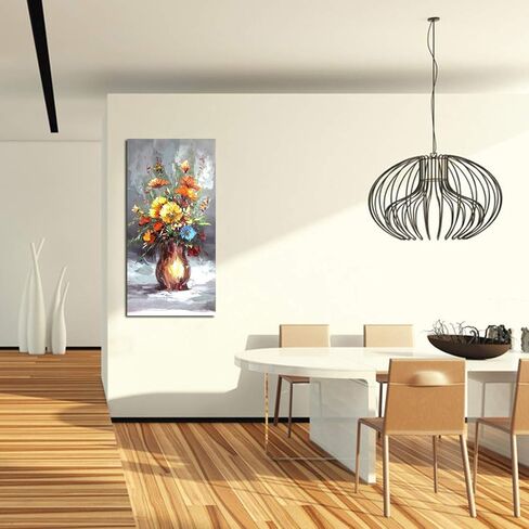 Modern Art Flowers Oil Painting Hand Painted on Canvas Wall Art for Living Room Decor (20x40in) in Saudi Arabia