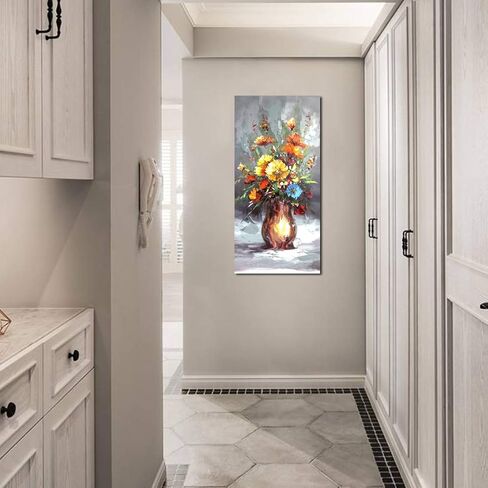 Modern Art Flowers Oil Painting Hand Painted on Canvas Wall Art for Living Room Decor (20x40in) in Saudi Arabia