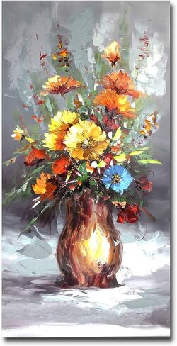 Modern Art Flowers Oil Painting Hand Painted on Canvas Wall Art for Living Room Decor (20x40in) in Saudi Arabia