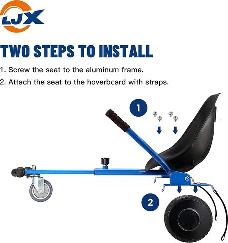 LJX Hoverboard Seat Attachment, Go Kart, Hoverboard Accessories for 6.5" 8" 10" Hoverboard, Wider Seat, Suitable for All Ages in Saudi Arabia