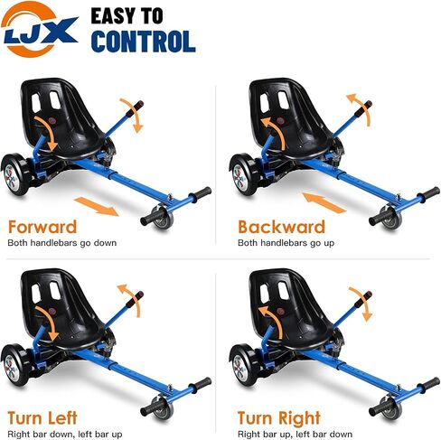 LJX Hoverboard Seat Attachment, Go Kart, Hoverboard Accessories for 6.5" 8" 10" Hoverboard, Wider Seat, Suitable for All Ages in Saudi Arabia