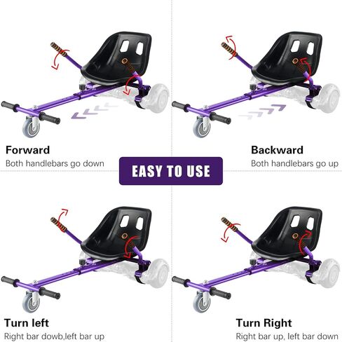 LJX Hoverboard Seat Attachment, Go Kart, Hoverboard Accessories for 6.5" 8" 10" Hoverboard, Wider Seat, Suitable for All Ages in Saudi Arabia
