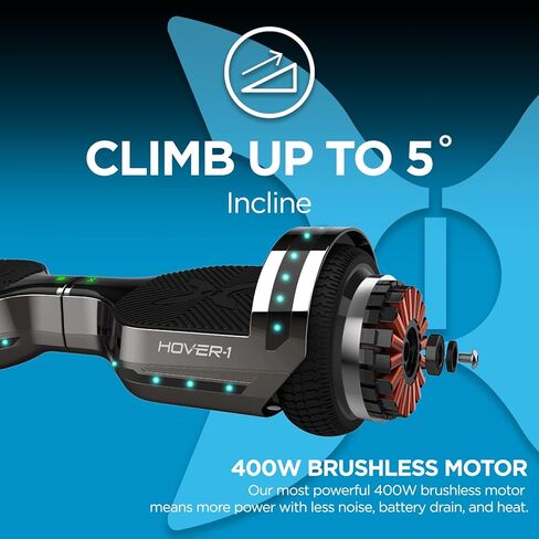 Hover-1 Chrome Electric Hoverboard | 6MPH Top Speed, 6 Mile Range, 4.5HR Full-Charge, Built-In Bluetooth Speaker, Rider Modes: Beginner to Expert in Kuwait