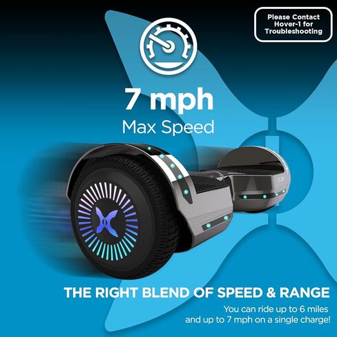 Hover-1 Chrome Electric Hoverboard | 6MPH Top Speed, 6 Mile Range, 4.5HR Full-Charge, Built-In Bluetooth Speaker, Rider Modes: Beginner to Expert in Kuwait
