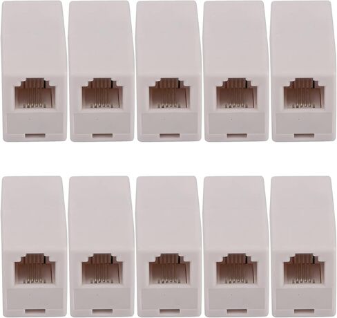 RJ11 Coupler, Straight Telephone Inline Coupler RJ11 6P4C Inline Keystone Jack Female to Female Straight Telephone Cable Cord Extension Adapter (White -10 Pack) in Saudi Arabia