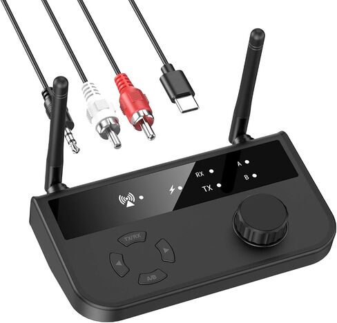 جهاز استقبال إرسال بلوتوث 5.3 من LOFICOPER، محول صوت بلوتوث طويل المدى، جهاز استقبال موسيقى لاسلكي مع قناة مزدوجة، منفذ Aux RCA 3.5 مم، للستيريو المنزلي والكمبيوتر المحمول ومكبرات الصوت in Saudi Arabia