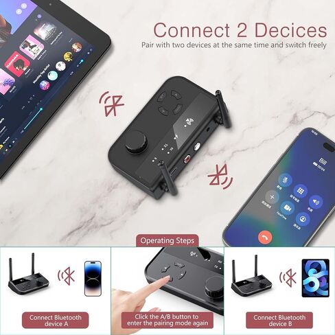 جهاز استقبال إرسال بلوتوث 5.3 من LOFICOPER، محول صوت بلوتوث طويل المدى، جهاز استقبال موسيقى لاسلكي مع قناة مزدوجة، منفذ Aux RCA 3.5 مم، للستيريو المنزلي والكمبيوتر المحمول ومكبرات الصوت in Saudi Arabia