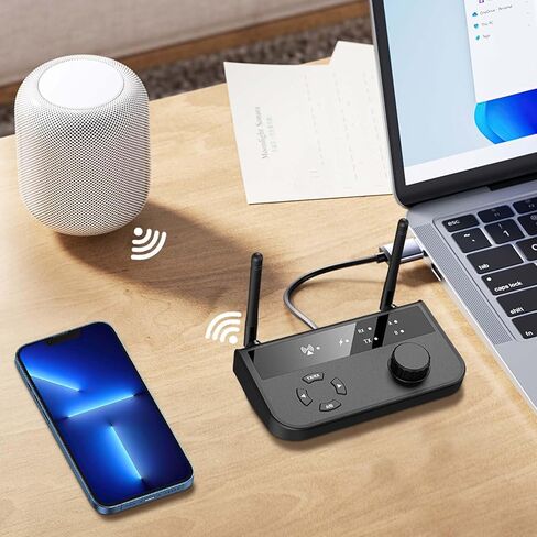 جهاز استقبال إرسال بلوتوث 5.3 من LOFICOPER، محول صوت بلوتوث طويل المدى، جهاز استقبال موسيقى لاسلكي مع قناة مزدوجة، منفذ Aux RCA 3.5 مم، للستيريو المنزلي والكمبيوتر المحمول ومكبرات الصوت in Saudi Arabia