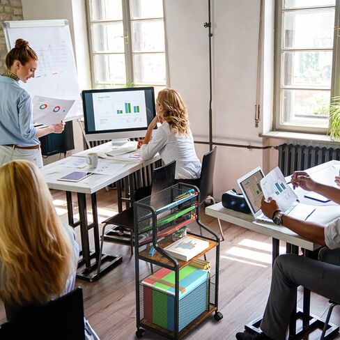 عربة ملفات هونجتامويا ذات 5 طبقات، منظم ملفات قائم مع مجلدات ملفات معلقة، منظم ورق صينية الرسائل مع حامل أقلام، تنظيم مكتب على عجلات للمكتب والمنزل والمدرسة in Kuwait