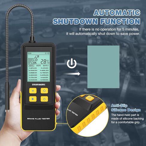 CMTOOL اختبار سائل الفرامل مجموعة اختبار سائل الفرامل الرقمية DOT3 DOT4 DOT5.1 اختبار رطوبة سائل الفرامل مع خرطوم ملفوف 260 مم، جهاز اختبار سائل الفرامل للسيارات، قلم اختبار سائل الفرامل التلقائي، أداة سائل الفرامل التلقائي in Kuwait