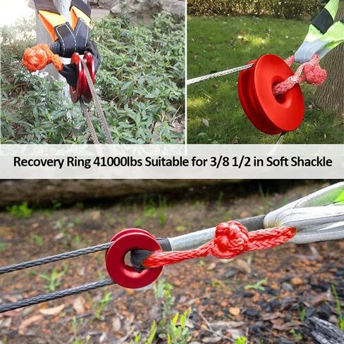 Winch Snatch Recovery Ring for ATV UTV SUV Truck Recovery, Suitable for Soft Shackle (41000 lb, Red Ring, 1 Pack) in Saudi Arabia