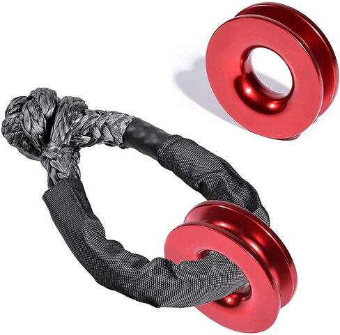 Winch Snatch Recovery Ring for ATV UTV SUV Truck Recovery, Suitable for Soft Shackle (41000 lb, Red Ring, 1 Pack) in Saudi Arabia