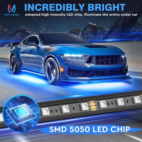MICTUNING 12V أضواء السيارة Underglow، أضواء النيون لهجة قطاع Undercar توهج ضوء ضوء Underbody، أضواء السيارة الخارجية للماء مع التطبيق التحكم عن بعد اللاسلكية in Saudi Arabia