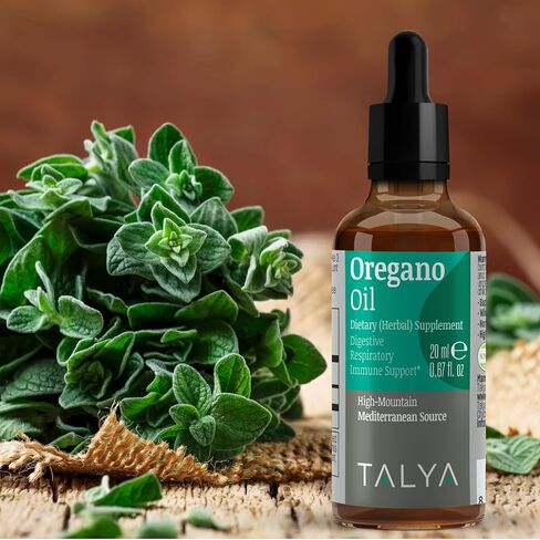 TALYA Oregano Oil 0.67 fl.oz | Oil of Oregano Liquid | Immune Support, High Carvacrol, Digestive Health | Non-GMO | Vegan | Mediterranean Oregano in Saudi Arabia