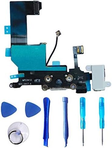 استبدال كابل مرن لمنفذ الشحن + جزء بديل لشريط منفذ سماعة الرأس لهاتف iPhone 5 باللون الأبيض... in Kuwait