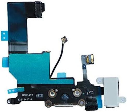 استبدال كابل مرن لمنفذ الشحن + جزء بديل لشريط منفذ سماعة الرأس لهاتف iPhone 5 باللون الأبيض... in Kuwait