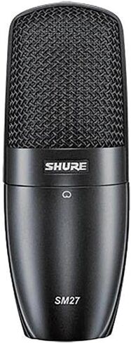Shure SM27 بغشاء احترافي كبير، ميكروفون مكثف قلبي ذو عنوان جانبي للمسرح أو الاستوديو مع محول دوار ShureLock A32M وحقيبة حمل بسحاب (SM27-SC) in Saudi Arabia