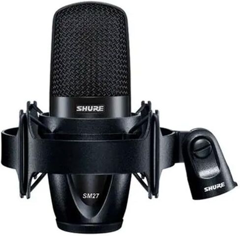 Shure SM27 بغشاء احترافي كبير، ميكروفون مكثف قلبي ذو عنوان جانبي للمسرح أو الاستوديو مع محول دوار ShureLock A32M وحقيبة حمل بسحاب (SM27-SC) in Saudi Arabia