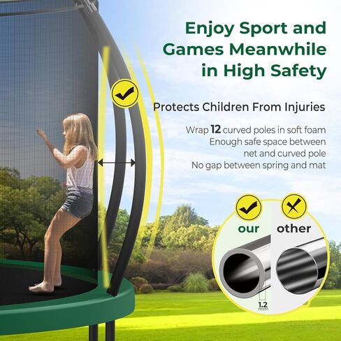 Upgraded 16FT 15FT 14FT 12FT Outdoor Trampoline for Kids and Adults, Large Backyard Pumpkin Trampoline with Sprinkler, Lights, Basketball Hoop, Net, and Storage Bag - Safe & Fun for 4-8 PL in Saudi Arabia