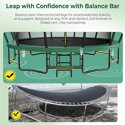 Upgraded 16FT 15FT 14FT 12FT Outdoor Trampoline for Kids and Adults, Large Backyard Pumpkin Trampoline with Sprinkler, Lights, Basketball Hoop, Net, and Storage Bag - Safe & Fun for 4-8 PL in Saudi Arabia