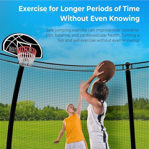 Upgraded 16FT 15FT 14FT 12FT Outdoor Trampoline for Kids and Adults, Large Backyard Pumpkin Trampoline with Sprinkler, Lights, Basketball Hoop, Net, and Storage Bag - Safe & Fun for 4-8 PL in Kuwait