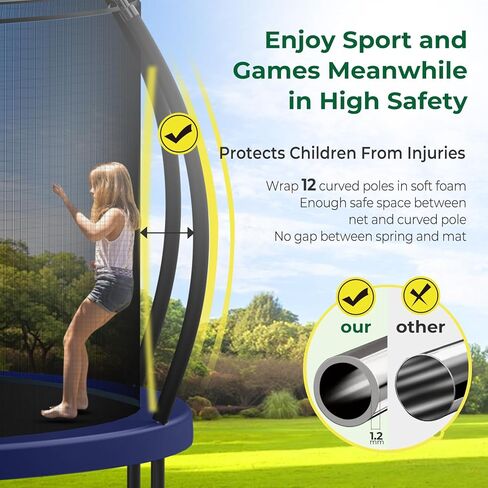 Upgraded 16FT 15FT 14FT 12FT Outdoor Trampoline for Kids and Adults, Large Backyard Pumpkin Trampoline with Sprinkler, Lights, Basketball Hoop, Net, and Storage Bag - Safe & Fun for 4-8 PL in Kuwait