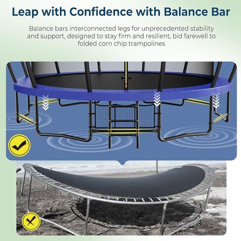 Upgraded 16FT 15FT 14FT 12FT Outdoor Trampoline for Kids and Adults, Large Backyard Pumpkin Trampoline with Sprinkler, Lights, Basketball Hoop, Net, and Storage Bag - Safe & Fun for 4-8 PL in Kuwait