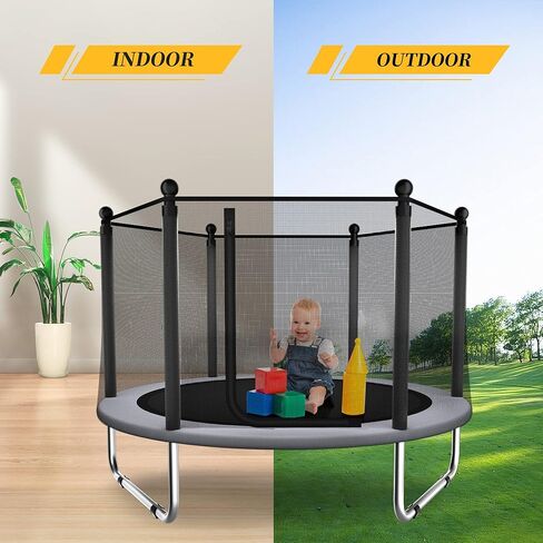 ترامبولين للأطفال - ترامبولين للأطفال في الأماكن المغلقة/الخارجية بطول 5 أقدام/ترامبولين للأطفال مع شبكة، ترامبولين دائري آمن صغير/للأطفال مع حاوية - هدية عيد ميلاد للأطفال in Kuwait