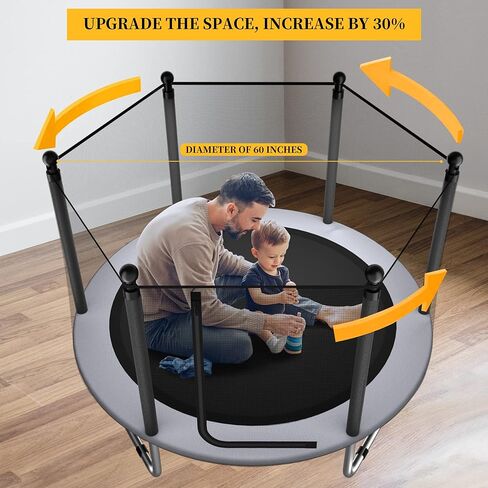 ترامبولين للأطفال - ترامبولين للأطفال في الأماكن المغلقة/الخارجية بطول 5 أقدام/ترامبولين للأطفال مع شبكة، ترامبولين دائري آمن صغير/للأطفال مع حاوية - هدية عيد ميلاد للأطفال in Kuwait