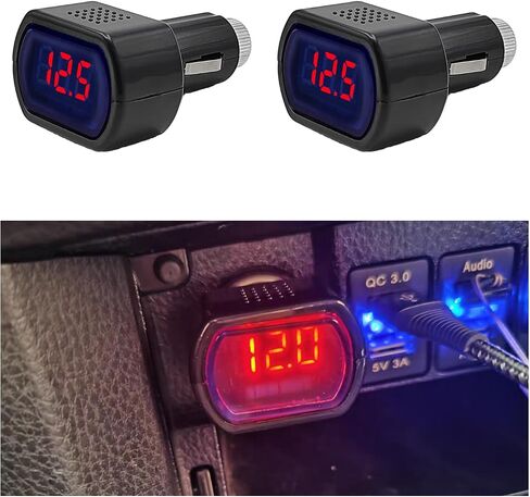 Suvnie 2 PCS Car LED Cigarette Lighter Voltmeter, DC 12V 24V Battery Voltage Digital Panel Meter, Universal Auto Electric Volt Gauge Monitor, Car Accessories for Motorcycle Truck in Saudi Arabia