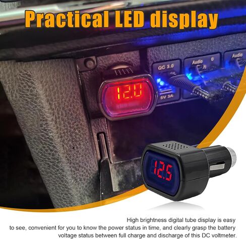 Suvnie 2 PCS Car LED Cigarette Lighter Voltmeter, DC 12V 24V Battery Voltage Digital Panel Meter, Universal Auto Electric Volt Gauge Monitor, Car Accessories for Motorcycle Truck in Saudi Arabia