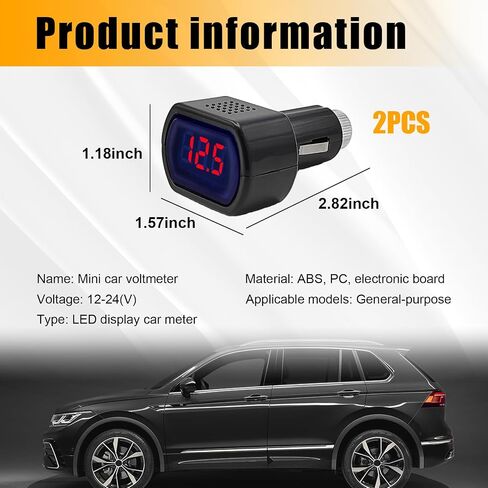 Suvnie 2 PCS Car LED Cigarette Lighter Voltmeter, DC 12V 24V Battery Voltage Digital Panel Meter, Universal Auto Electric Volt Gauge Monitor, Car Accessories for Motorcycle Truck in Saudi Arabia
