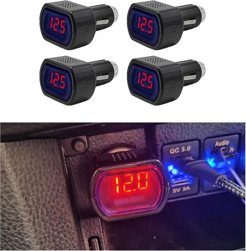 Suvnie 2 PCS Car LED Cigarette Lighter Voltmeter, DC 12V 24V Battery Voltage Digital Panel Meter, Universal Auto Electric Volt Gauge Monitor, Car Accessories for Motorcycle Truck in Saudi Arabia