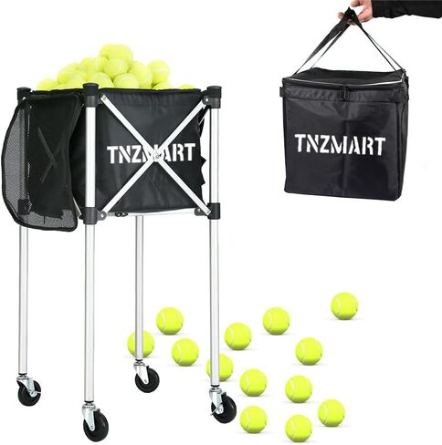 TNZMART كرة التنس قادوس مع عجلات سلة كرة التنس المحمولة سلة كرة التنس للسفر تحمل كرة التنس PickleBalls in Kuwait