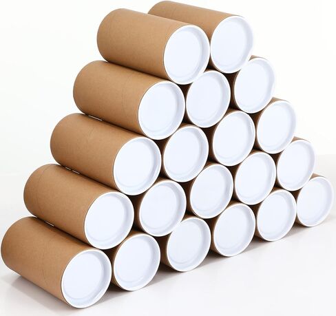 20 Pack Mailing Tubes with Caps Poster Holder Tube 3 x 6 Inch Round Cardboard Mailers for Artwork Advent Calendars Classroom Craft Shipping DIY Projects Gifts Packing Maps Packaging, Brown in Saudi Arabia