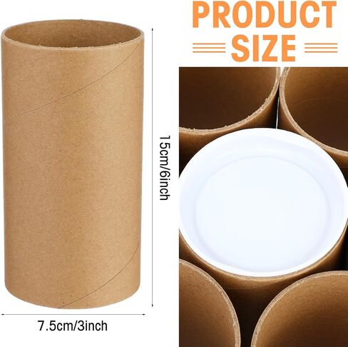 20 Pack Mailing Tubes with Caps Poster Holder Tube 3 x 6 Inch Round Cardboard Mailers for Artwork Advent Calendars Classroom Craft Shipping DIY Projects Gifts Packing Maps Packaging, Brown in Saudi Arabia