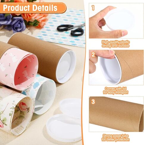 20 Pack Mailing Tubes with Caps Poster Holder Tube 3 x 6 Inch Round Cardboard Mailers for Artwork Advent Calendars Classroom Craft Shipping DIY Projects Gifts Packing Maps Packaging, Brown in Saudi Arabia