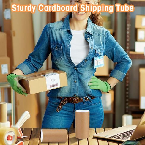 20 Pack Mailing Tubes with Caps Poster Holder Tube 3 x 6 Inch Round Cardboard Mailers for Artwork Advent Calendars Classroom Craft Shipping DIY Projects Gifts Packing Maps Packaging, Brown in Saudi Arabia