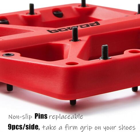 MTB Pedals Large Mountain Bike Pedals, Lightweight Nylon Fiber Composite Bicycle Platform Pedals, Grippy Pedals w 18 Pins, Cr-Mo Spindle fit w 2 Bearings, Clipless Pedals for BMX MTB Bike 9/16" in Saudi Arabia