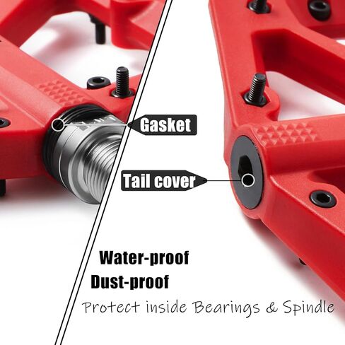 MTB Pedals Large Mountain Bike Pedals, Lightweight Nylon Fiber Composite Bicycle Platform Pedals, Grippy Pedals w 18 Pins, Cr-Mo Spindle fit w 2 Bearings, Clipless Pedals for BMX MTB Bike 9/16" in Saudi Arabia