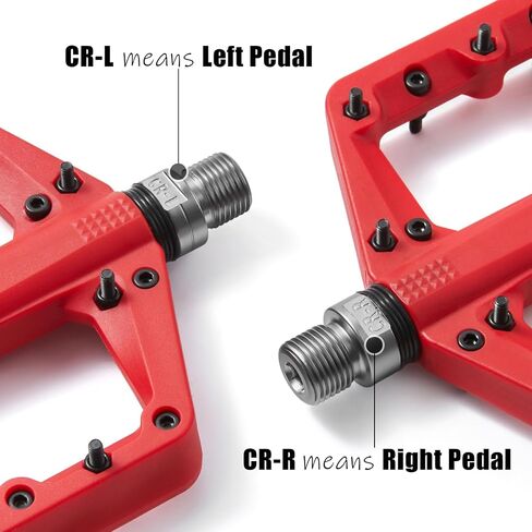 MTB Pedals Large Mountain Bike Pedals, Lightweight Nylon Fiber Composite Bicycle Platform Pedals, Grippy Pedals w 18 Pins, Cr-Mo Spindle fit w 2 Bearings, Clipless Pedals for BMX MTB Bike 9/16" in Saudi Arabia