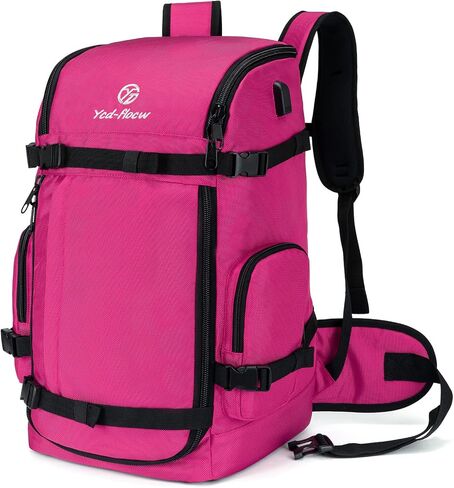 YCD-FLOCW Ski Boot Bag Backpack, 50L Large Capacity Water-Resistant Padded Ski Travel Bag & Snowboard Boot Bag for Ski Boots, Helmet, Goggles, Clothes, Gloves, Snowboard Gear (Pink) in Saudi Arabia