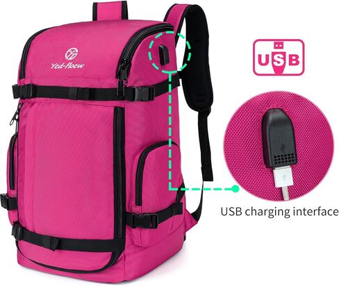 YCD-FLOCW Ski Boot Bag Backpack, 50L Large Capacity Water-Resistant Padded Ski Travel Bag & Snowboard Boot Bag for Ski Boots, Helmet, Goggles, Clothes, Gloves, Snowboard Gear (Pink) in Saudi Arabia